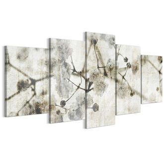 OEM Cuadro Sobre Lienzo Italiano De 100 X 50 Cm, Pent&aacute;ptico - Estilo Escandinavo - Flores Cuadro Sobre Lienzo Italiano De 150 X 75 Cm, Pent&aacute;ptico - Estilo