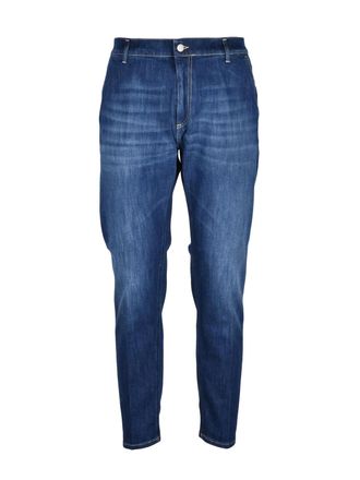 Dondup Blue Jeff Carrot Fit Cotton Elastomultiester Jeans