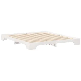 Berkfield Home Floor Bed Frame with Storage White 180 x 220 cm Solid pine wood