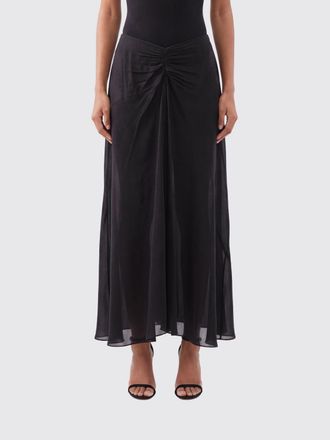 Isabel Marant Gonna midi A-line in pura seta con vita alta arricciata