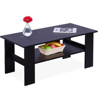 Relaxdays Tavolino Relaxdays, HLP: 53,5x100x50 cm, tavolino da salotto con ripiano inferiore, tavolino moderno, nero