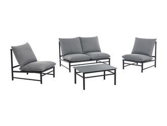 VENTE-UNIQUE.COM Conjunto de sal&oacute;n para jard&iacute;n metal gris antracita