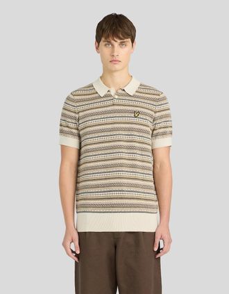 Lyle & Scott Lyle And Scott Mens Fair Isle Knitted Polo Shirt - Tan - Size: 42