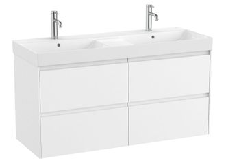 Roca Roca - Pack Unik Mueble De 4 Cajones + Lavabo Doble Ona Color: Blanco Mate