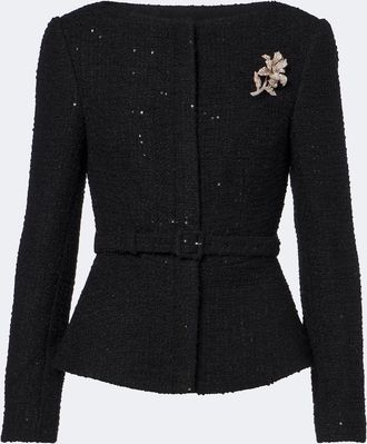 Roland Mouret Belted embellished boucl&eacute; jacket