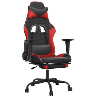 vidaXL Silla Gaming Con Reposapi&eacute;s Cuero Sint&eacute;tico Negro Rojo Vidaxl