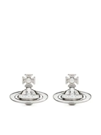 Vivienne Westwood Orb-plaque pearl-embellished earrings - unisex - Brass - OS - Silver
