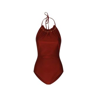 Zimmermann One-piece, female, Red, Size: XS Aster Gathered Beaded One-Piece Swimsuit