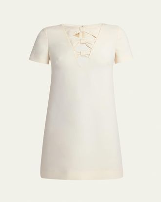 Valentino Garavani Bow Cutout Short-Sleeve Mini Dress