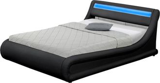 Concept Usine Estructura de cama negra con caja de almacenaje y LED 140 x 190 cm