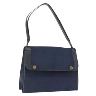 Dior Pre-owned Shoulder Bags, female, Blue, Size: ONE SIZE Pre-owned Vintage Honeycomb Canvas Shoulder Bag