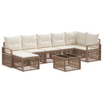 vidaXL Conjunto De Sof&aacute;s De Jard&iacute;n 8 Pcs Beige Rat&aacute;n Sint&eacute;tico Vidaxl