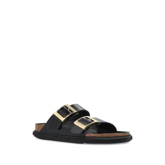 Birkenstock Womens Patent Leather Slip-On Sandals Black Boot