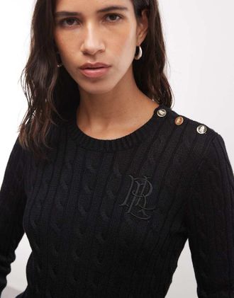 Ralph Lauren maglione a trecce con dettagli a bottoni nero
