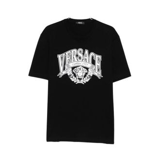 Versace T-Shirts, male, Black, Size: XL Stylish T-shirt 1A15909 103302 1b000