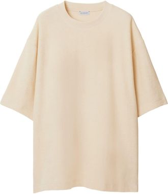 Burberry logo-jacquard towelling-finish T-Shirt - men - Cotton - L - Neutrals