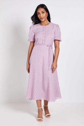 Wallis Womens Petite 3D Floral Button Midi Dress - Pink - Size 20 UK