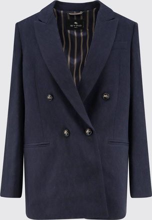 Etro Double-Breasted Wool Blazer with Peak Lapels