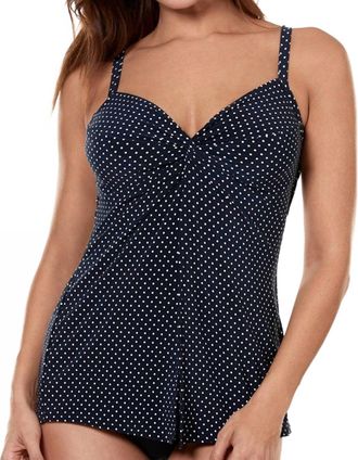 Miraclesuit Pin Point Love Knot Underwire Tankini Top In Navy