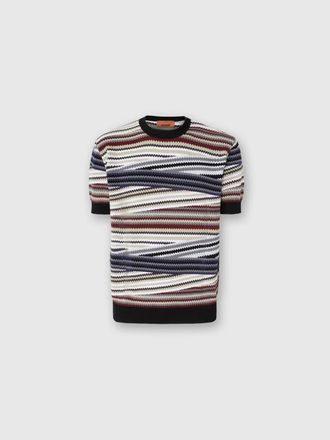 Missoni Short Sleeve T-shirt With Striped Micro Zigzag in Multicoloured at Nordstrom, Size 48 It
