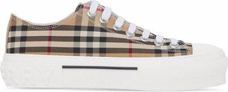 Burberry Beige Check motif cotton sneakers