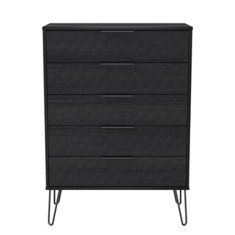 Lewis's Harlequin 5 Drawer Chest in Black Ash - Ready Assembled - Lewiss Home | TJ Hughes