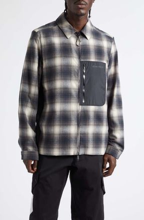 Moncler Cornisello Check Down Flannel Shirt Jacket in Macro Check Black/white at Nordstrom, Size 4