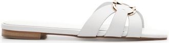Twin-Set Oval T-plaque leather slides - women - Leather - 38 - White
