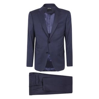 Ermenegildo Zegna Tweedelig pak met inkepingrevers - Heren - Pakken - Blauw - Maat: XL Tweed