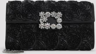 Roger Vivier Envelope Flap Rose Flower Buckle Shoulder Bag