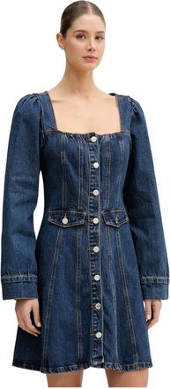Gestuz Vestido vaquero acampanado corto - Dresses - Mujer - Azul - XS