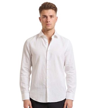HUGO BOSS White Regular Solid Shirts