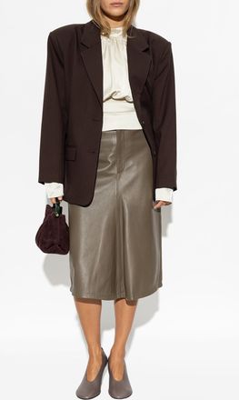 Victoria Beckham Leather Skirt, Womens, Brown