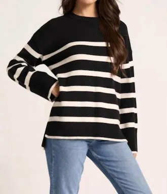 Matty M Elliot Stripe Sweater In Black/ivory