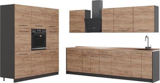Vicco Mueble De Cocina Fame-line, Roble Dorado/antracita, 460 Cm, Et Roble, Vicco