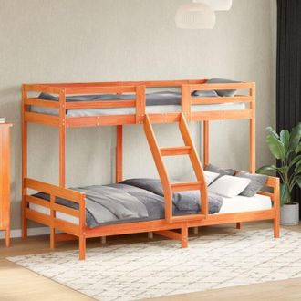 vidaXL Vidaxl - Letto a Castello 90x200/120x200 cm Marrone Cera Massello Pino