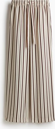 H&M Kordelzughose aus Twill - Hellbeige/Braun Gestreift