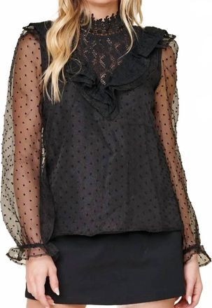 Sugarlips Cordelia Swiss Dot Blouse In Black