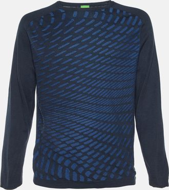 HUGO BOSS Boss By Hugo Boss Midnight Blue Cotton Ramo Crew Neck Jumper