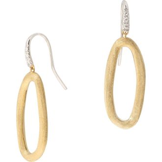 Marco Bicego Jaipur Oval Link Diamond Hook Earrings in Yellow/White Gold at Nordstrom