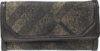 Burberry Leren geruite canvas portemonnee - Grijs