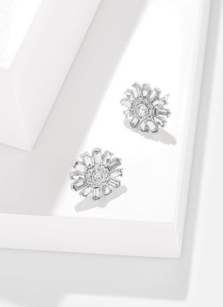 Talbots Snow Burst Stud Earrings - Crystal/Shiny Silver - 001 Talbots