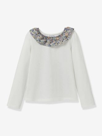 Cyrillus Shirt mit R&uuml;schenkragen aus Libertystoff M&auml;dchen CYRILLUS, Bio-Baumwolle aqua