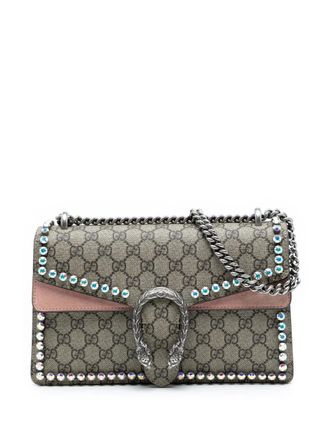 Gucci 2016-2025 Medium GG Supreme Crystal Dionysus shoulder bag - Marrone