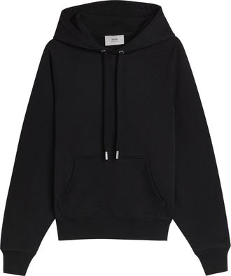 Ami Ami Paris Embossed Logo Hooded Cotton Sweatshirt - Black - XL