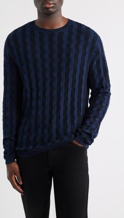 Emporio Armani Lattice Texture Crewneck Sweater in Navy at Nordstrom, Size Xx-Large