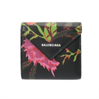 Balenciaga Black Multi-Color Leather Wallet (Tri-Fold) (Pre-Owned)