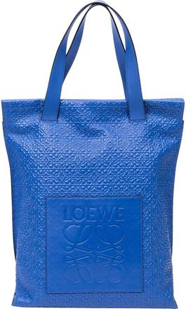 Loewe Royal Blue Anagram Embossed Calfskin Leather Vertical Anagram Tote, Never Carried (Authentic Pre-Loved)