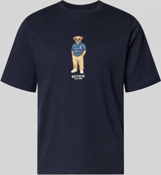 Review T-Shirt mit Motiv-Print und Rundhalsausschnitt in Marine, Gr&ouml;&szlig;e XXL