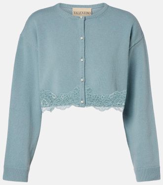 Valentino Lace-trimmed cropped virgin wool cardigan